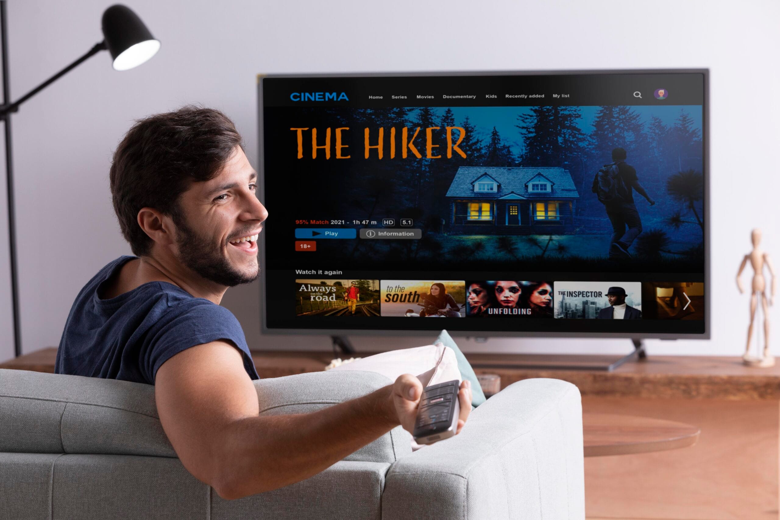 Man watching IPTV - IPTV South Africa subscription streaming movies and live TV IPTV SA